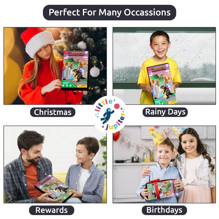 AYK Brand - Wholesale DIY Craft Kit - Kids - DIY Wooden Kit with Stickers - Monster Series (Monster Type 1)