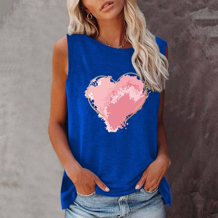 TISANCRE - Wholesale Tank Top - Women's - New shirt summer love round neck sleeveless vest
