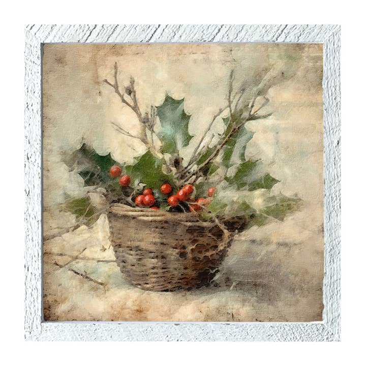ginger blue - Wholesale Art Print - Basket- holly berries8