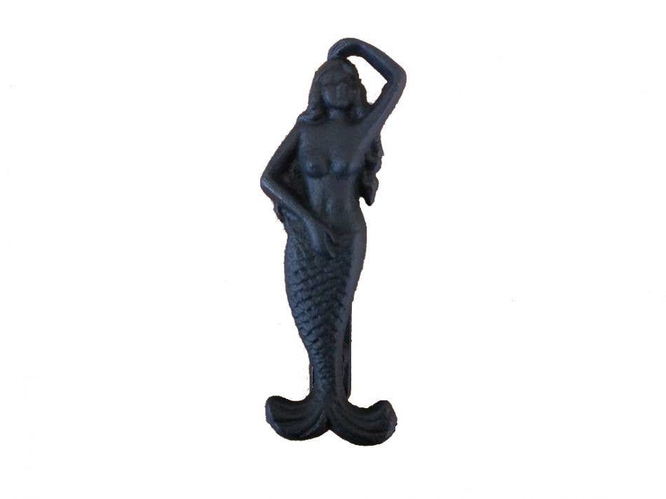 Hampton Nautical – wholesale Knob/pull – Rustic Black Cast Iron Mermaid Door Knocker 7"1