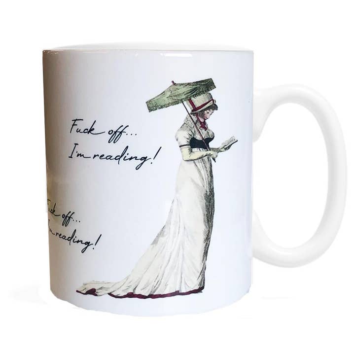 Fly Paper Products - Wholesale Koffiemok - Verdomme, ik ben Regency Era Bridgerton damesmok aan het lezen0