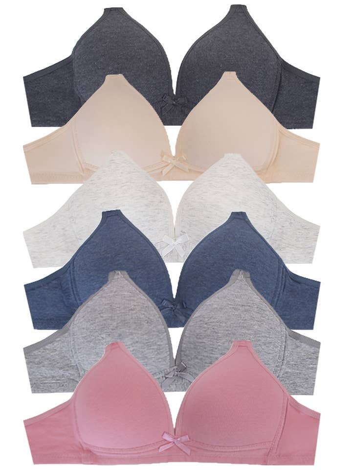 Heather and Solid Color Cotton A Cup Bra for wholesale by Hana