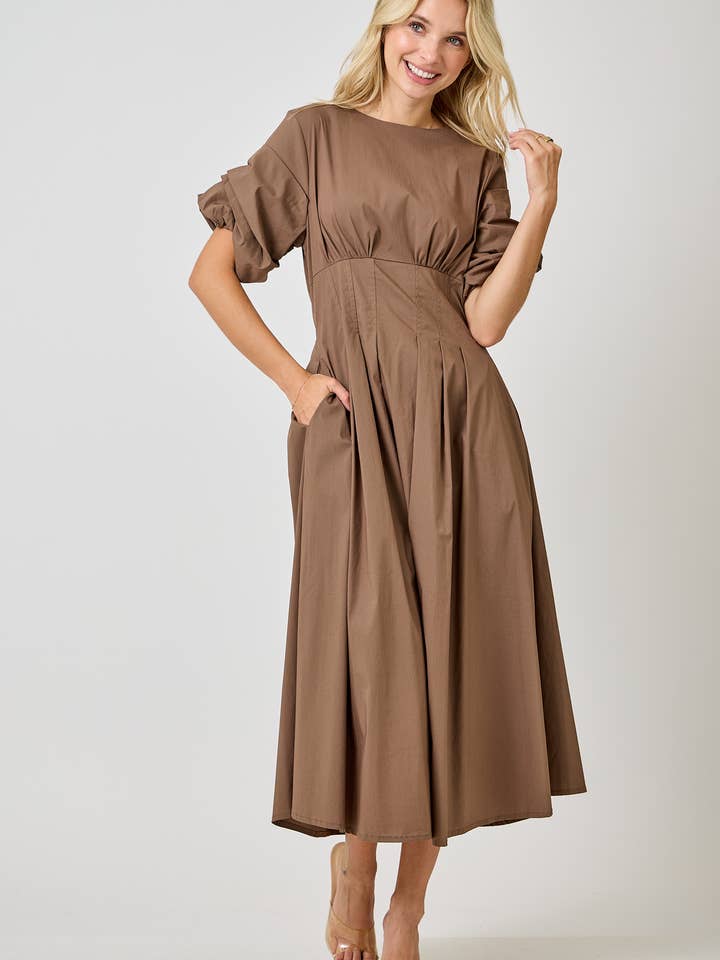 R603219 Solid bomullsmidiklänning för wholesale av Rokoko by Dazz