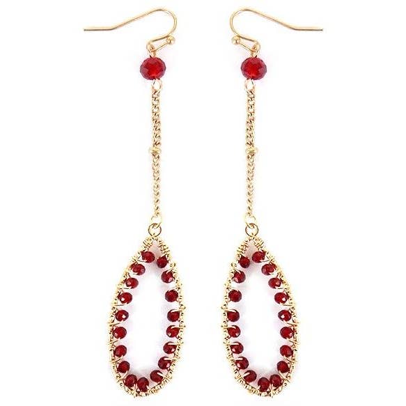 Earrings - Wine Chaindrop Beaded Ho for wholesale by Flirt Jewelry