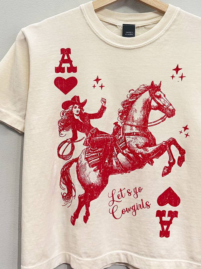 T-shirt de Carta de Jogar Cowgirl por atacado de Sweet Claire