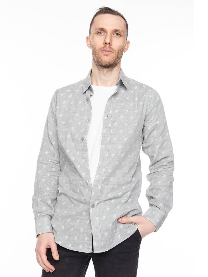 Grey Houndstooth Button-Up Shirt for wholesale by Progoti