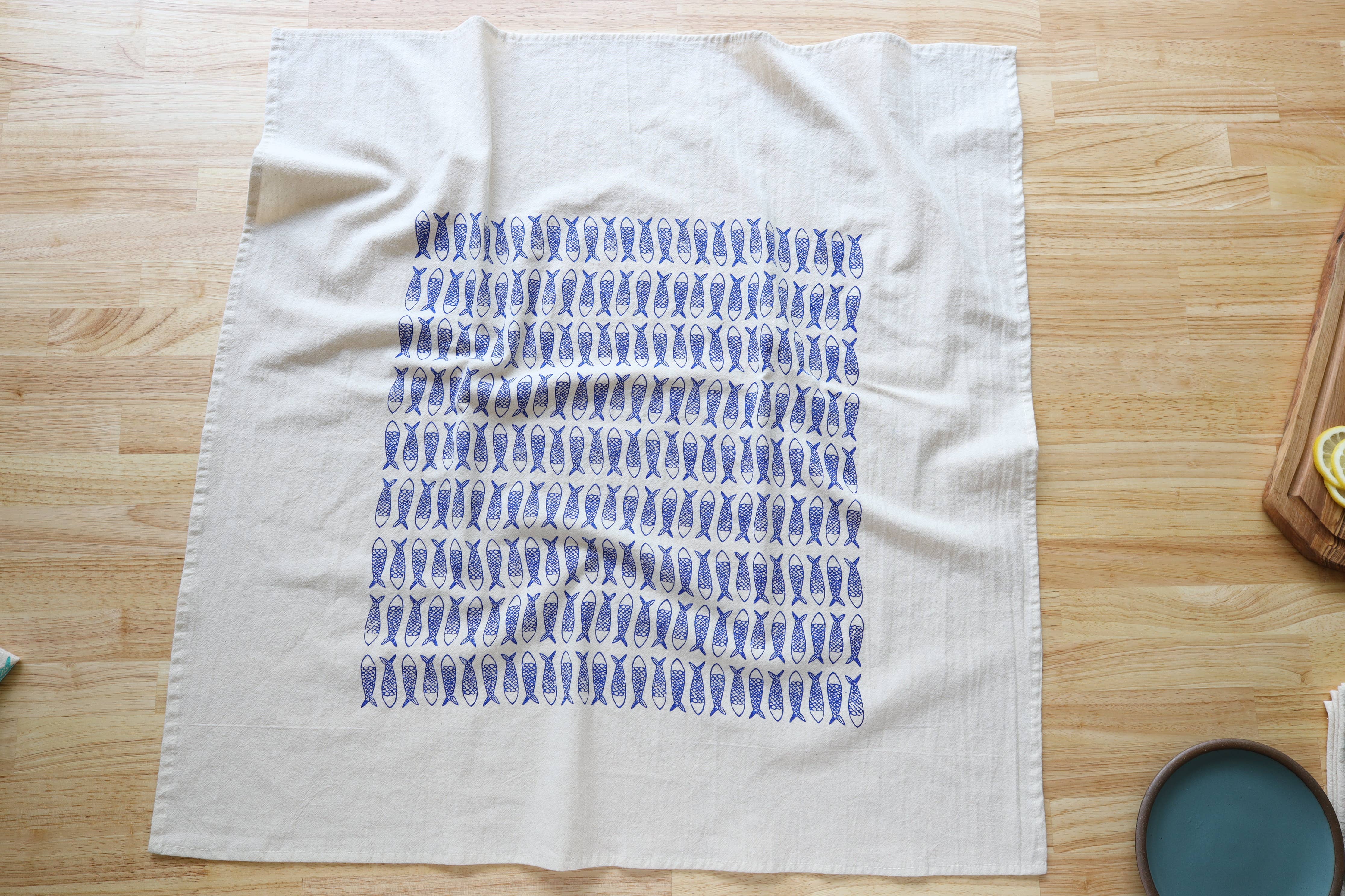 The High Fiber - Wholesale Tea Towel - Fish Kitchen Towel, Handprinted Tea Towel, Coastal Towel6