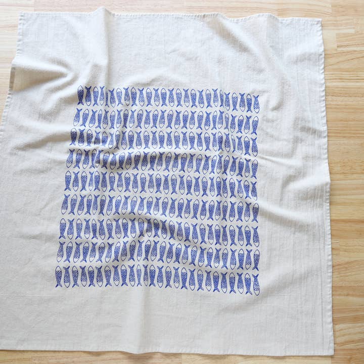 The High Fiber - Wholesale Tea Towel - Fish Kitchen Towel, Handprinted Tea Towel, Coastal Towel6