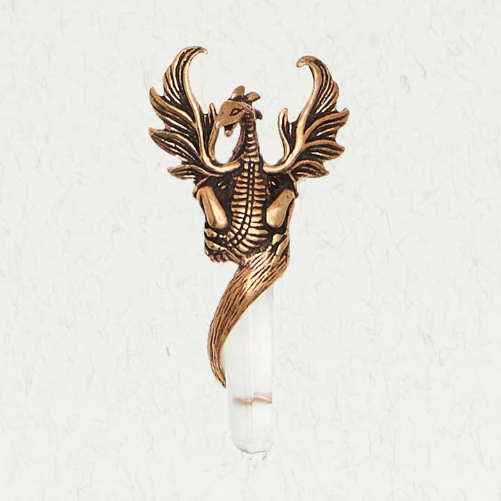 Celtic Bronze Pendant Necklace – Winged Dragon with Crystal for wholesale by Nirvana LLC