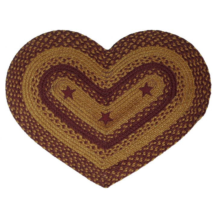 Braided Heart Rug - JB112 Star Burgundy Emb. for wholesale by Accent Linen