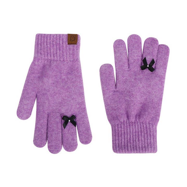 DOUBLJU - Wholesale Gloves - Women's - AUTUMN AND WINTER SWEET BOW KNITTED GLOVES_CWAG006517