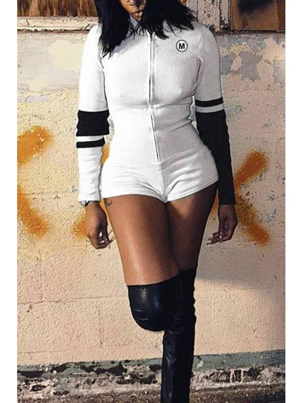 WHITE mock neck long sleeve rompers for wholesale on Faire4