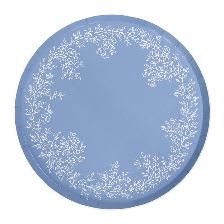 Floral Elegance Blue Dinner Plate for wholesale by Gatherings by Curated Paperie