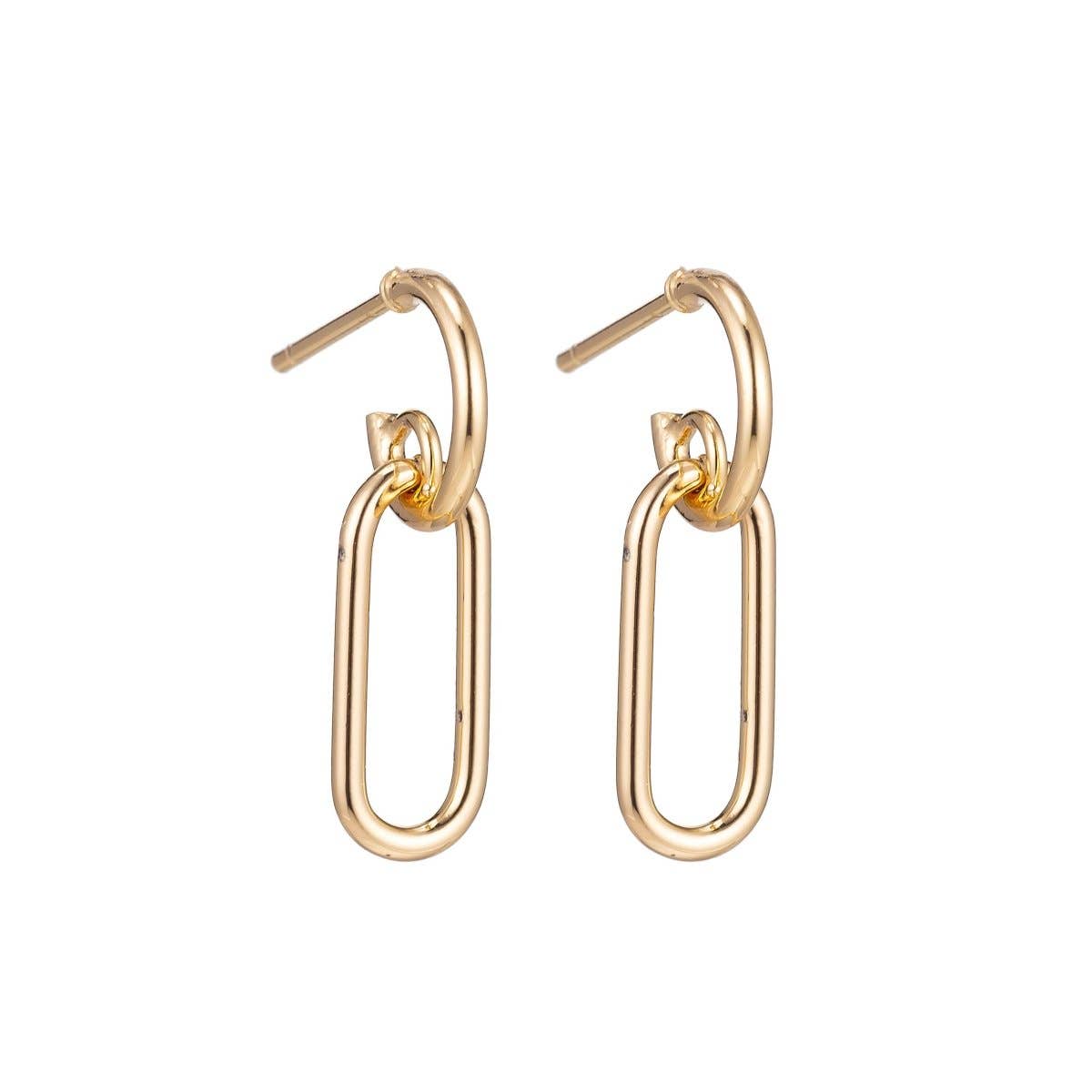 Aim Eternal - Wholesale Dangle Earrings - 18k Gold Filled Huggies Earrings with Loop, Chained Earrings, Dangle Earring Making Supply Findings for Jewelry Making Supplies K-024