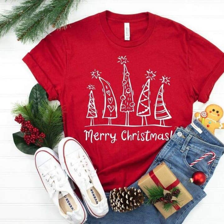 Árboles caprichosos de Merry Christmas de un solo color (adulto) para venta al por mayor de Heat Transfer Hub
