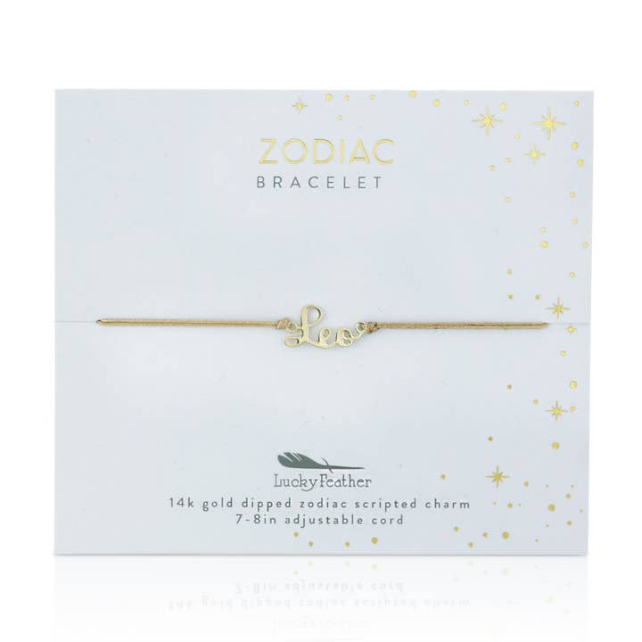 Zodiac Cord Bracelet Gold - LEO - 21 juli - 22 augustus voor wholesale door Lucky Feather