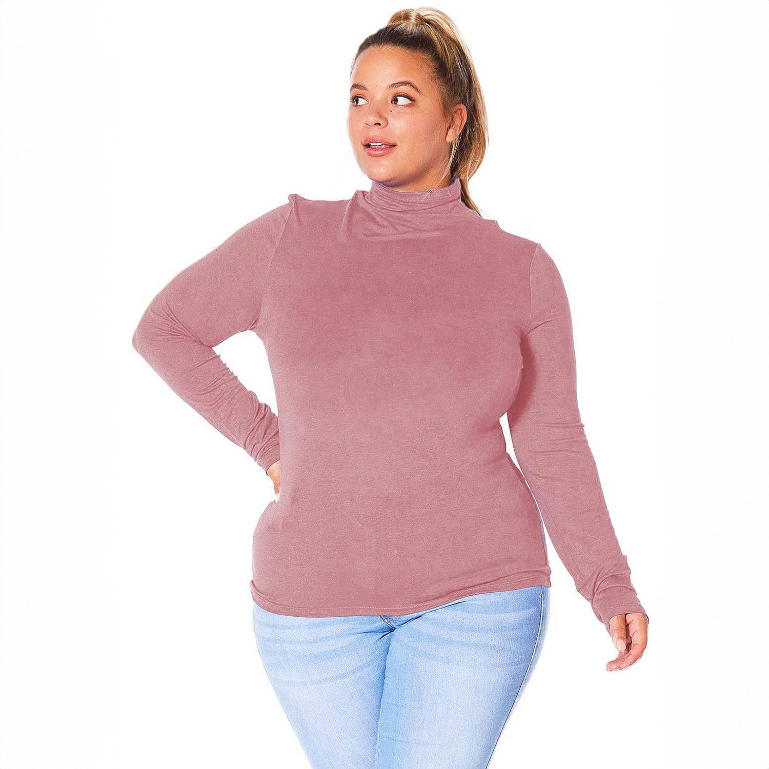Robin K – wholesale Stickad topp - Dam – Plus size långärmad polotröja med åtsittande passform9
