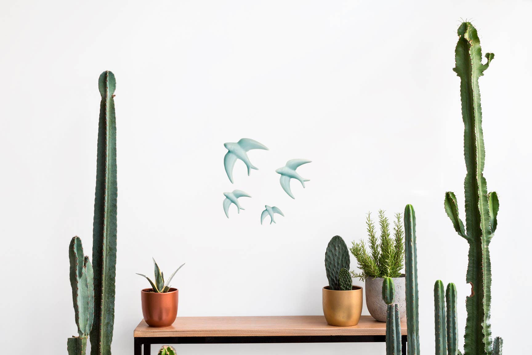 Really Nice Things - Vendita all'ingrosso Statuette decorative - Set di 4 rondini in ceramica color acquamarina1