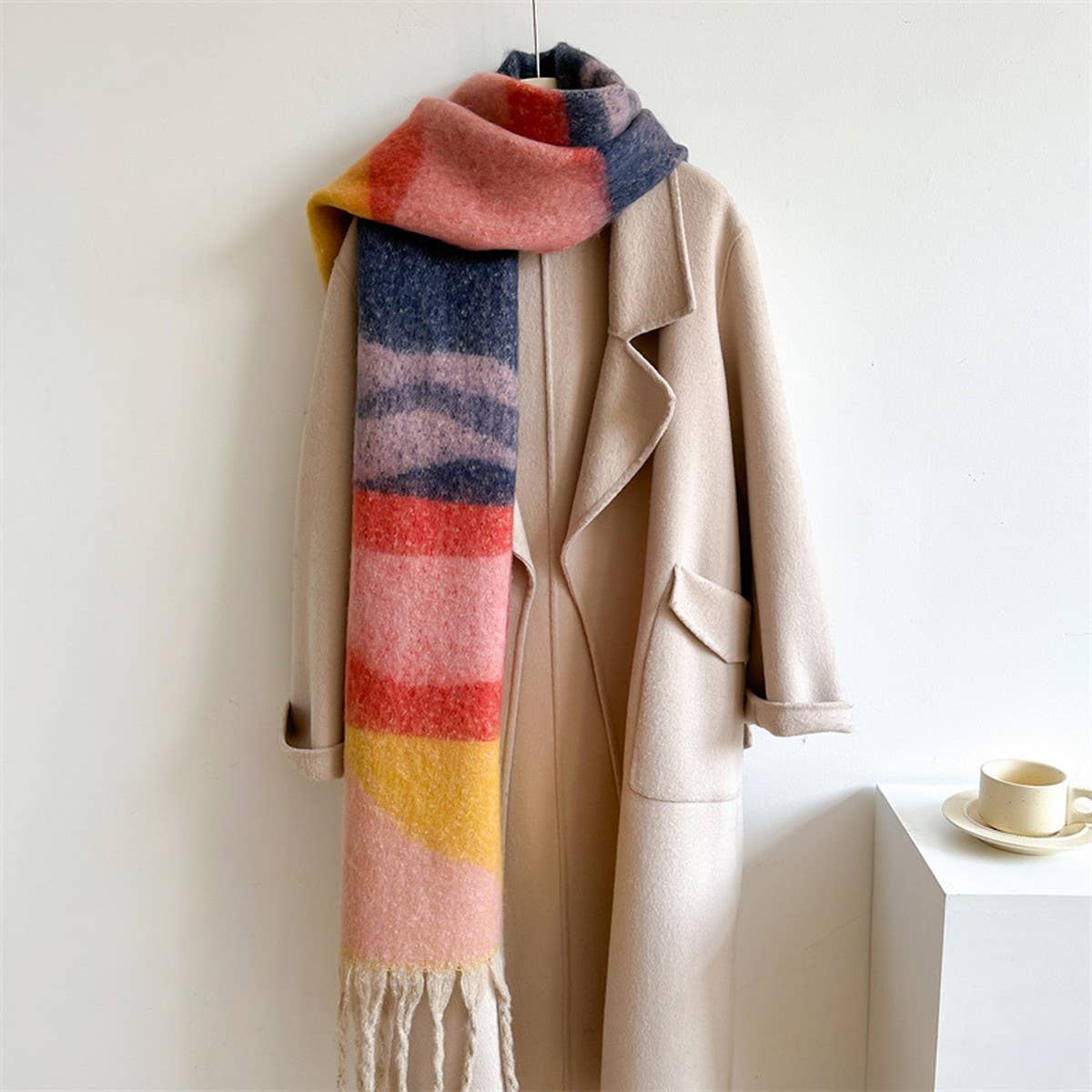 ACCITY - Wholesale Scarf - Women's - Colorblock Winter Scarf - Thick Warm Unisex Wrap_CWASC09697