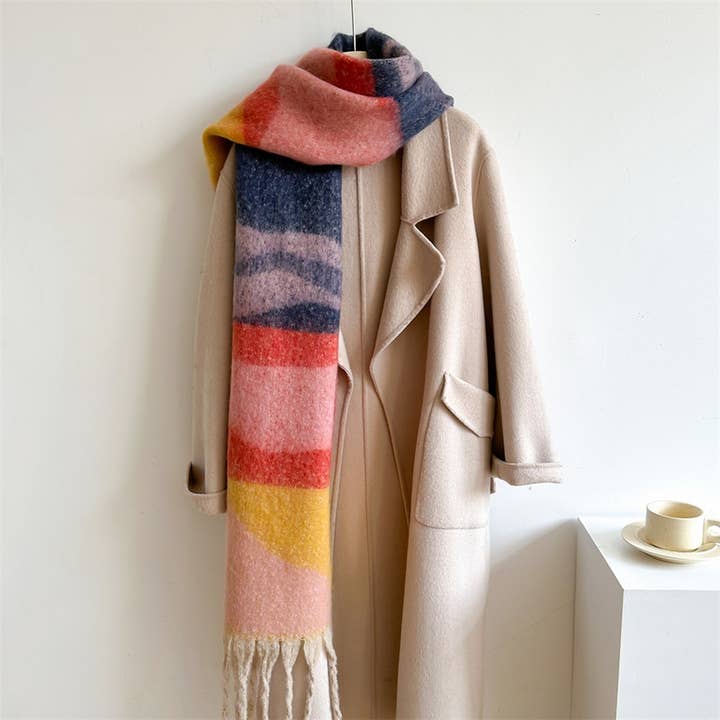 ACCITY - Wholesale Scarf - Women's - Colorblock Winter Scarf - Thick Warm Unisex Wrap_CWASC09697