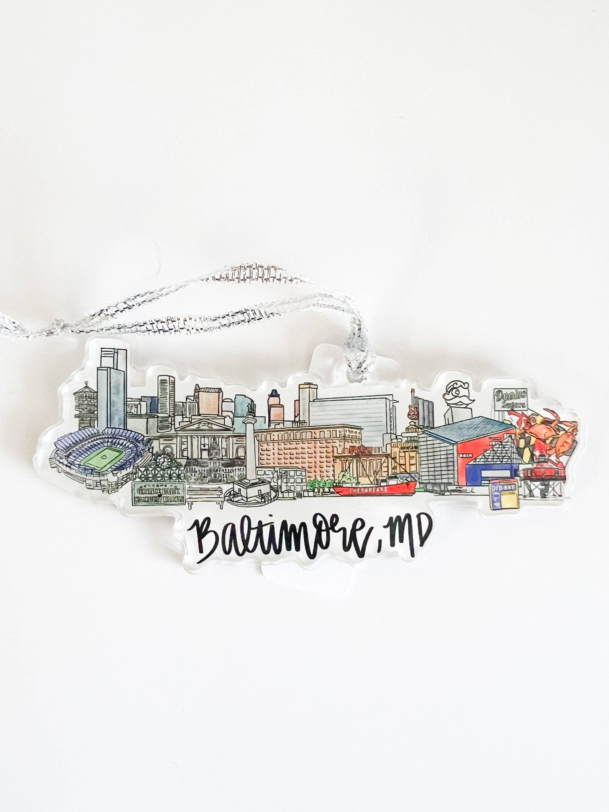 Thirteenwinks – wholesale Ornament – Baltimore, MD - Maryland Skyline Acrylic Ornament0