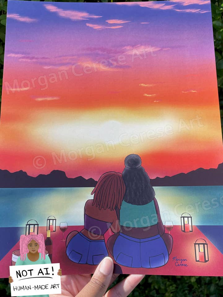 Kærlighed i mit liv 8 „x10" ELLER 11 „x14" kunsttryk - LGBT lesbisk for engroshandel hos Morgan Cerese Art