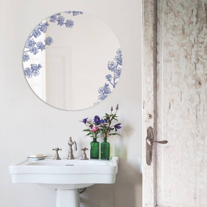 Grande Specchio decorativo Prunus Amygdalus. Blue XL per la vendita all'ingrosso da parte di BiCA-Good Morning Design