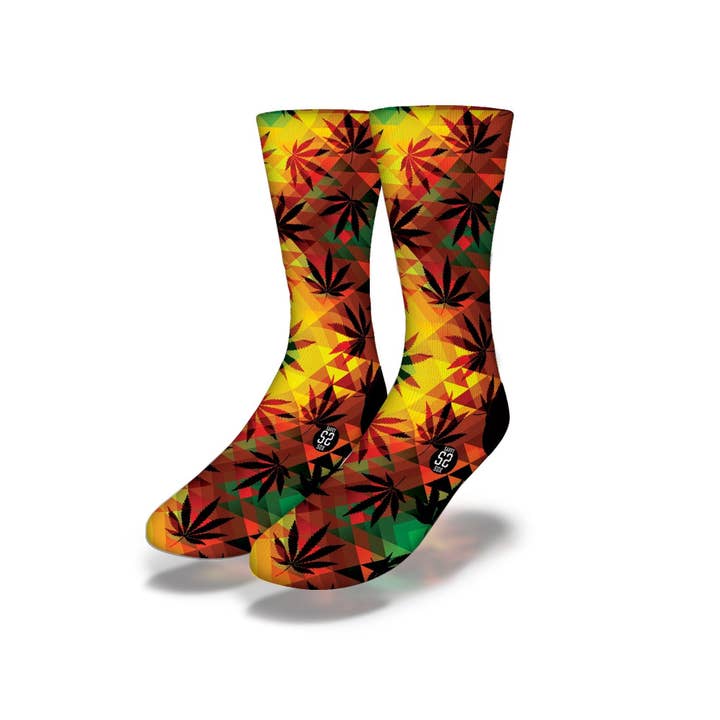 Calcetines de marihuana psicodélicos Fun Weed Geometría para venta al por mayor de Savvy Sox