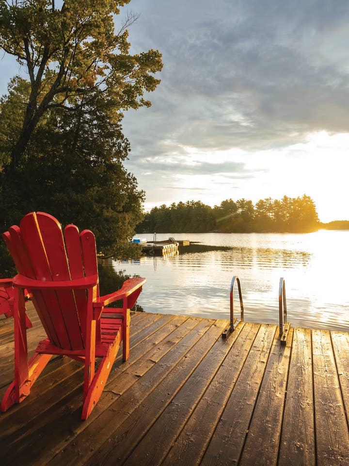 AN/Red Chairs Lake for wholesale by Greeting Cards by Norcard