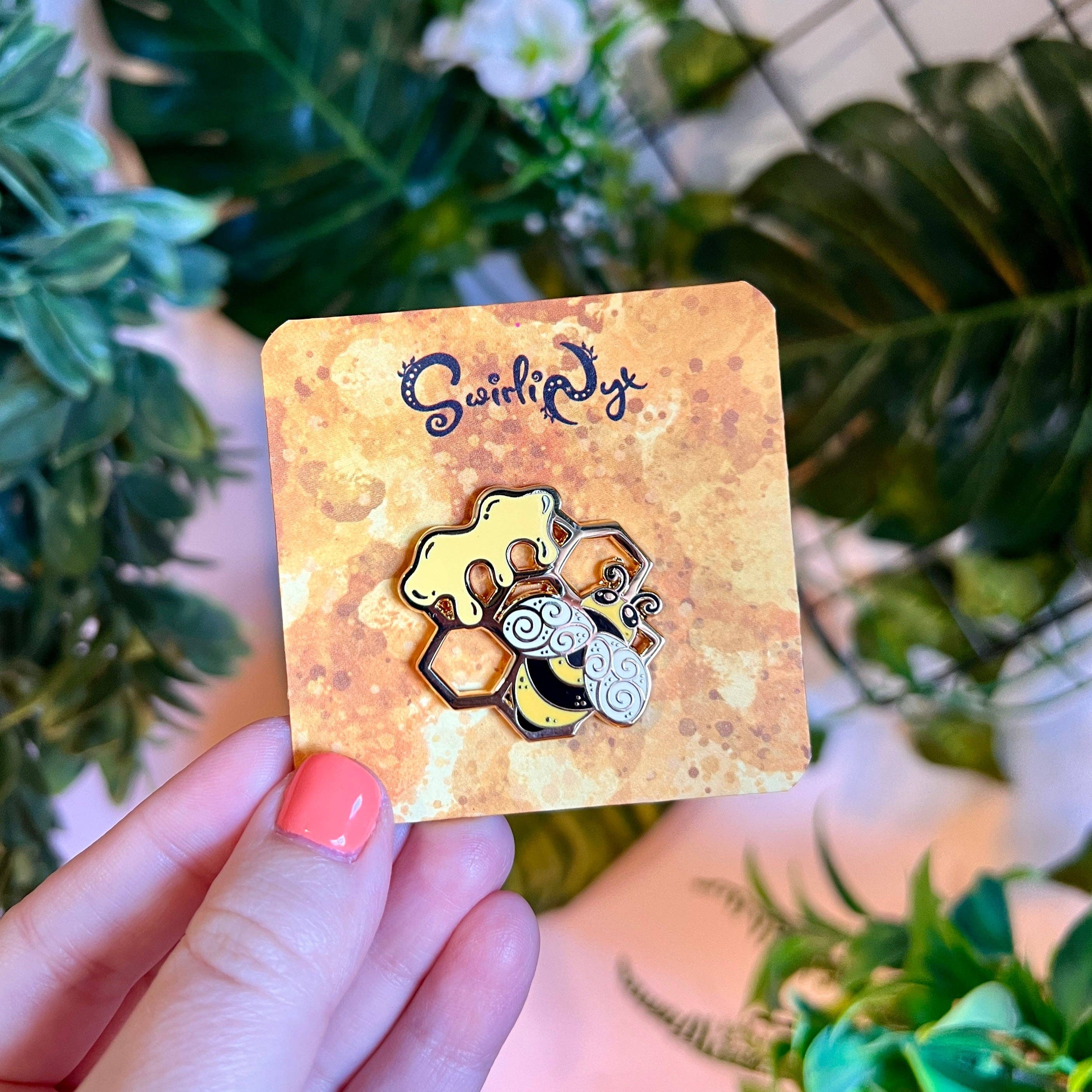 SwirliNyx – wholesale Lapel pin/button – Honey Bee Enamel Pin