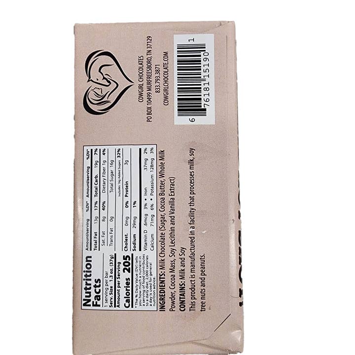 Cowgirl Chocolates - Vendita all'ingrosso Barretta di cioccolato - Barretta di cioccolato al latte dolce CGC1