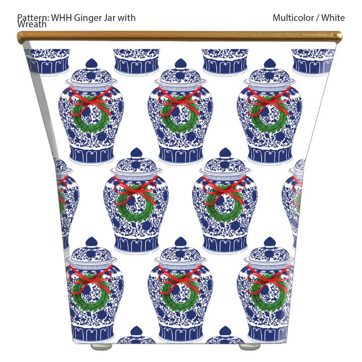 WHH Ginger Jar with Wreath: Cachepot Container Only for wholesale by Hedge Farm Candles and Containers