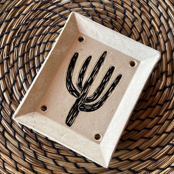 Saguaro Sgraffito Sæbeskål for engroshandel hos Tough Kitty Designs