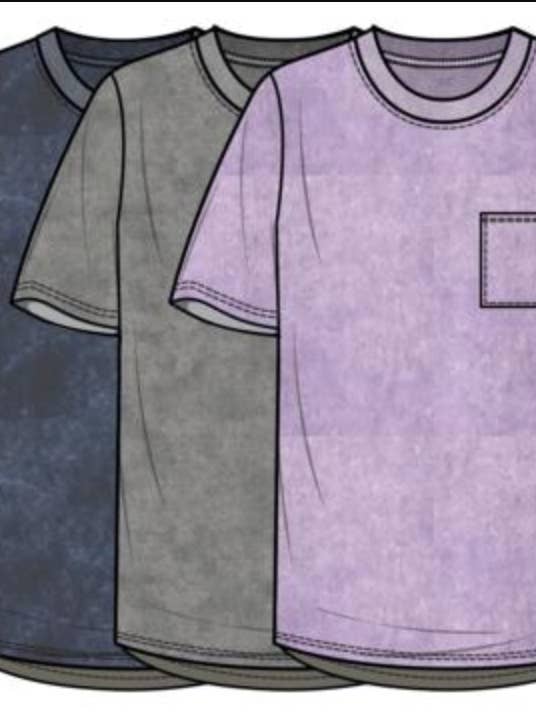 Acid Wash Pocket Tee - Navy for wholesale by Little Bipsy