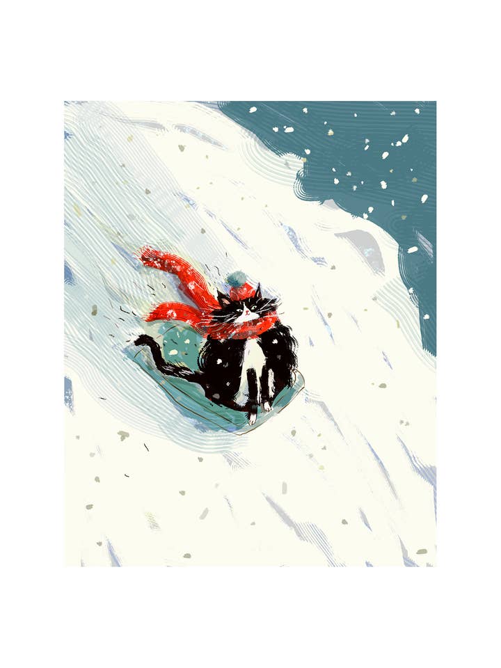 Snow Day Cat Print för wholesale av The Dancing Cat