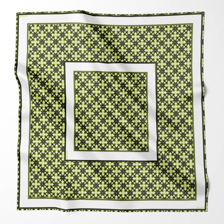 Olive Quad 100% Silk Scarf for wholesale by Kassiera