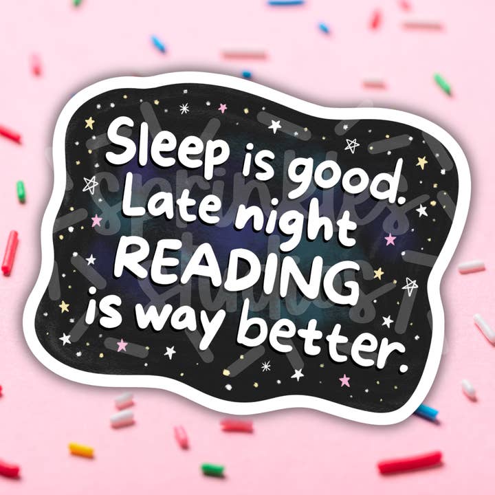 Late Night Reading Vinyl Sticker for wholesale by Sprinkles Studios