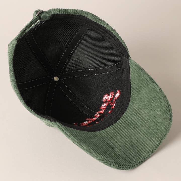 Fashion City - Wholesale Baseball Cap - Unisex - Santa's Favorite Embroidery Corduroy Cap11