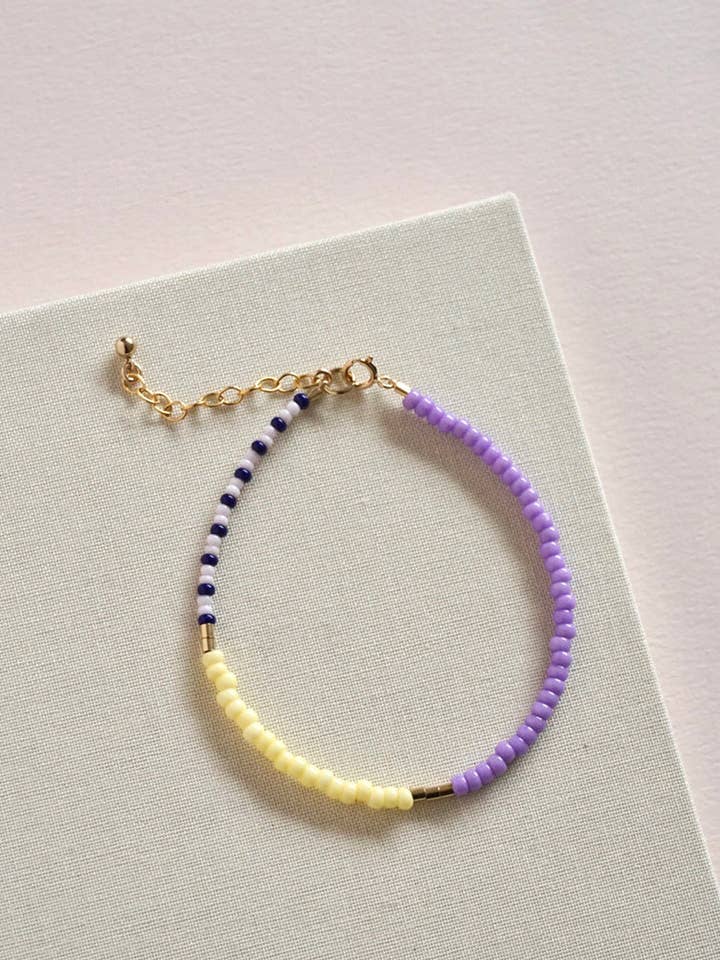 LENTE pearl bracelet - lilac - lemon - navy dashed for wholesale by SAN SAN