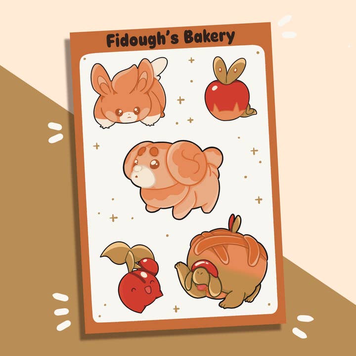 Fidough's Bakery Sticker Sheet for wholesale by Arianna Rose Art