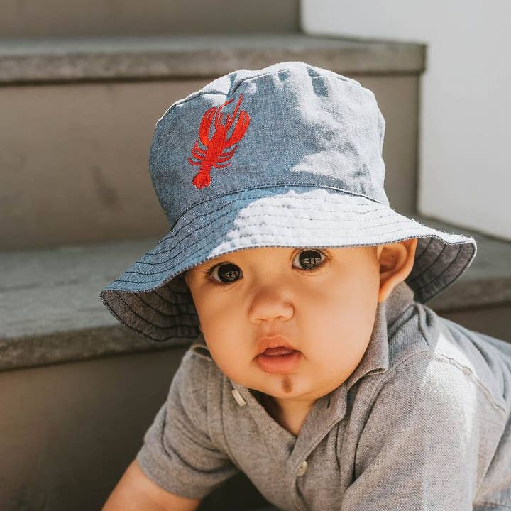 Huggalugs - Wholesale Bucket Hat - Kids - Lobster Chambray Bucket Hat Baby & Toddler