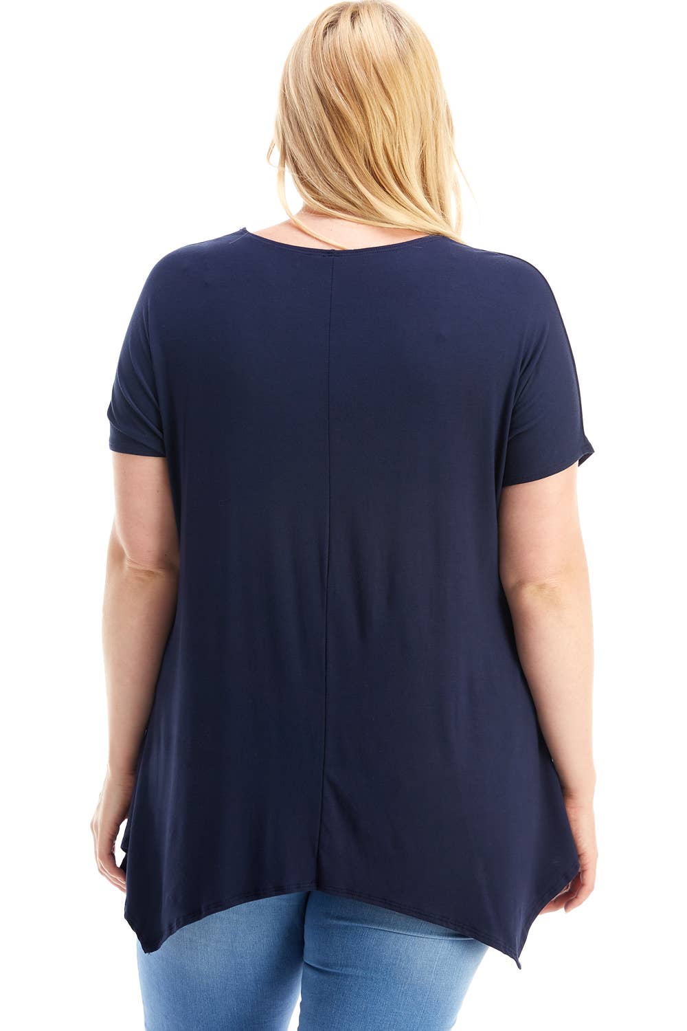 Azules Clothing - Wholesale Tunic - Women's - ATP-2307RSX Plus Size Asymmetric Short Sleeve Tunic48