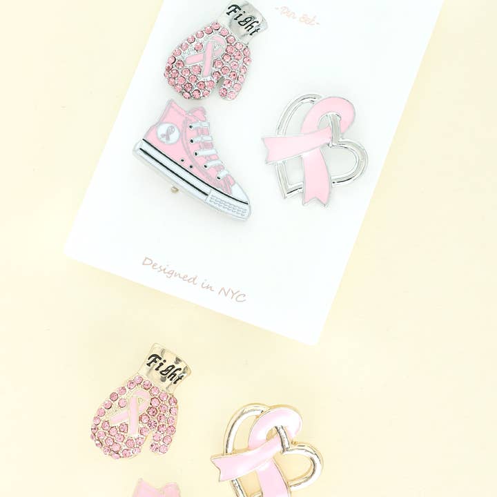 Breast Cancer Pink Ribbon Brooch Set for wholesale by SP Sophia Collection