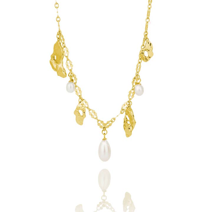 Colar de Pescoço com Pérolas - Dourado por atacado de bylovisa