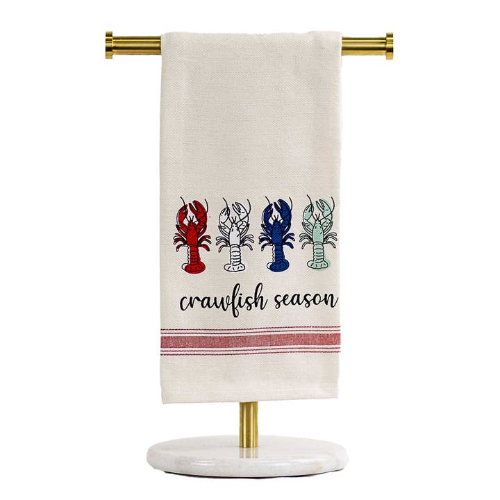 Toalha de mão da estação Crawfish Season Creme/Vermelho/Royal 20x28 por atacado de The Royal Standard