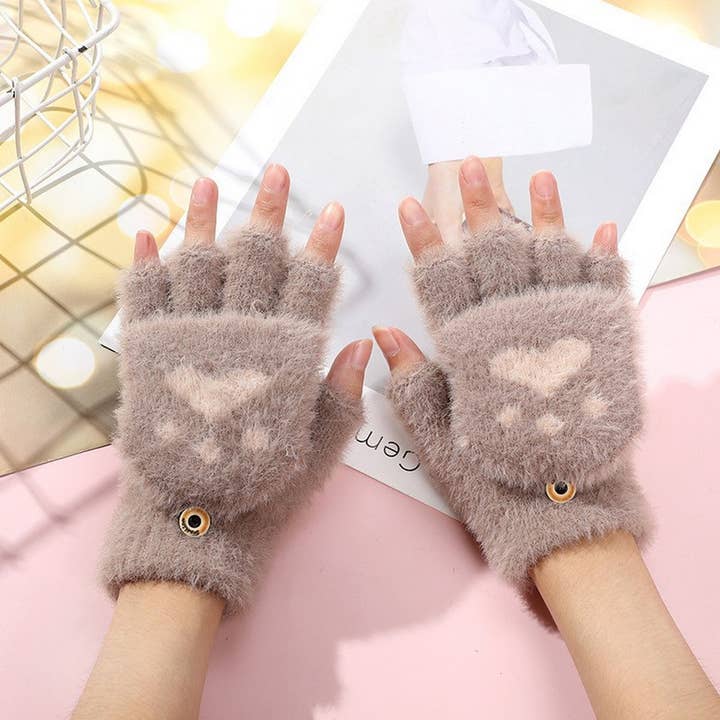 NINEXIS - Wholesale Gloves - Women's - CWAG00552_CUTE CAT PAW BEAR CLAW KNIT GLOVES1