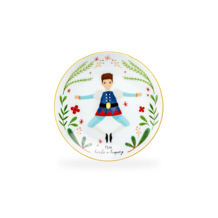 Grace Teaware - Wholesale Appetizer Serveware - 12 Days of Christmas Fine Porcelain Appetizer Plate Set - Metal Rack Version15