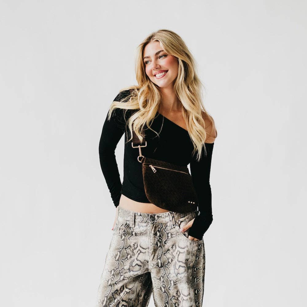 Pretty Simple - Wholesale Belt bag – Women’s - Suede Westlyn Woven Bum Bag12