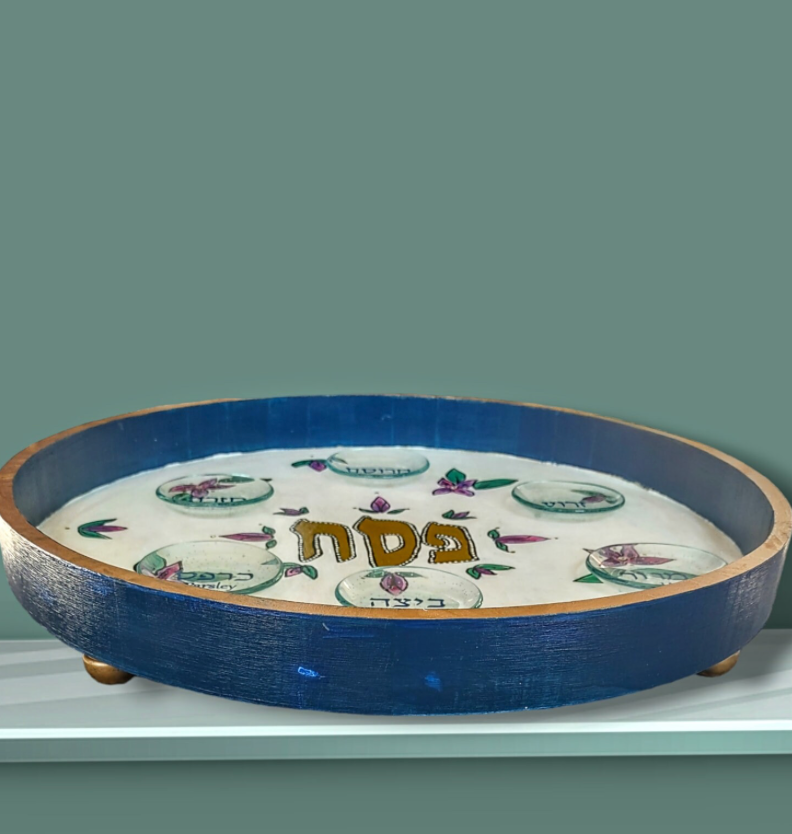 Eclectic Judaica - Wholesale Decorative Plate/Dish/Bowl - Hand-Painted Flower Passover Seder Plate2