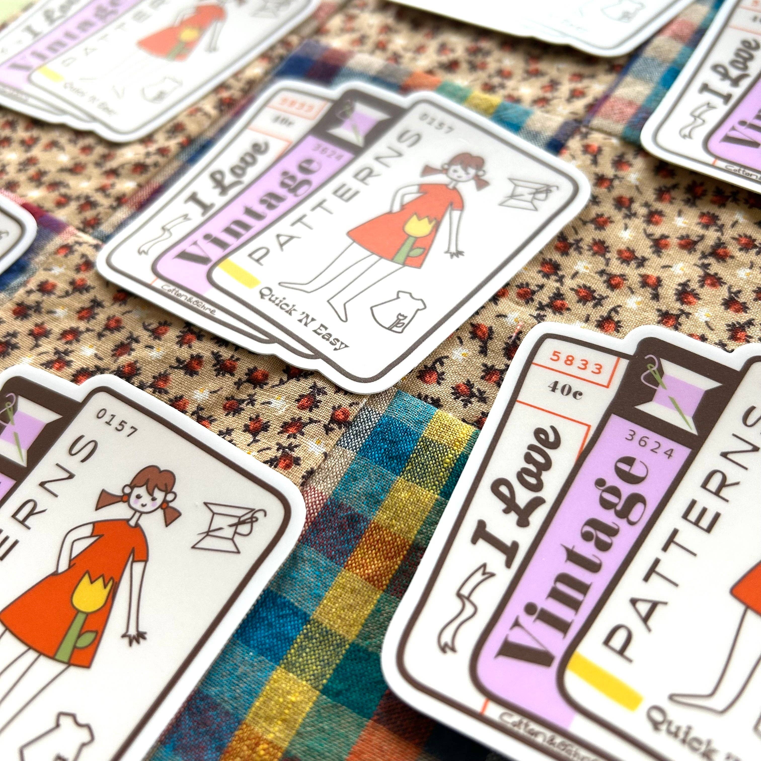Cotton and Ochre - Wholesale Sticker - I Love Vintage Patterns Sticker1